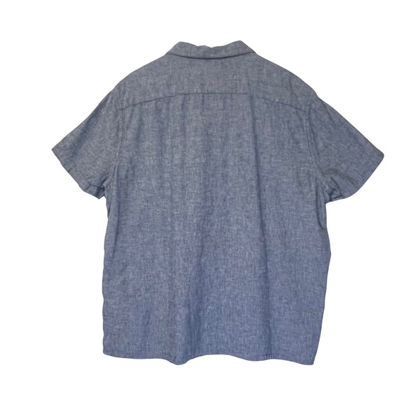 SONOMA Goods for Life Mens‎ Linen Blend Short Sleeve Button Up Shirt Blue XXL - Picture 2 of 10